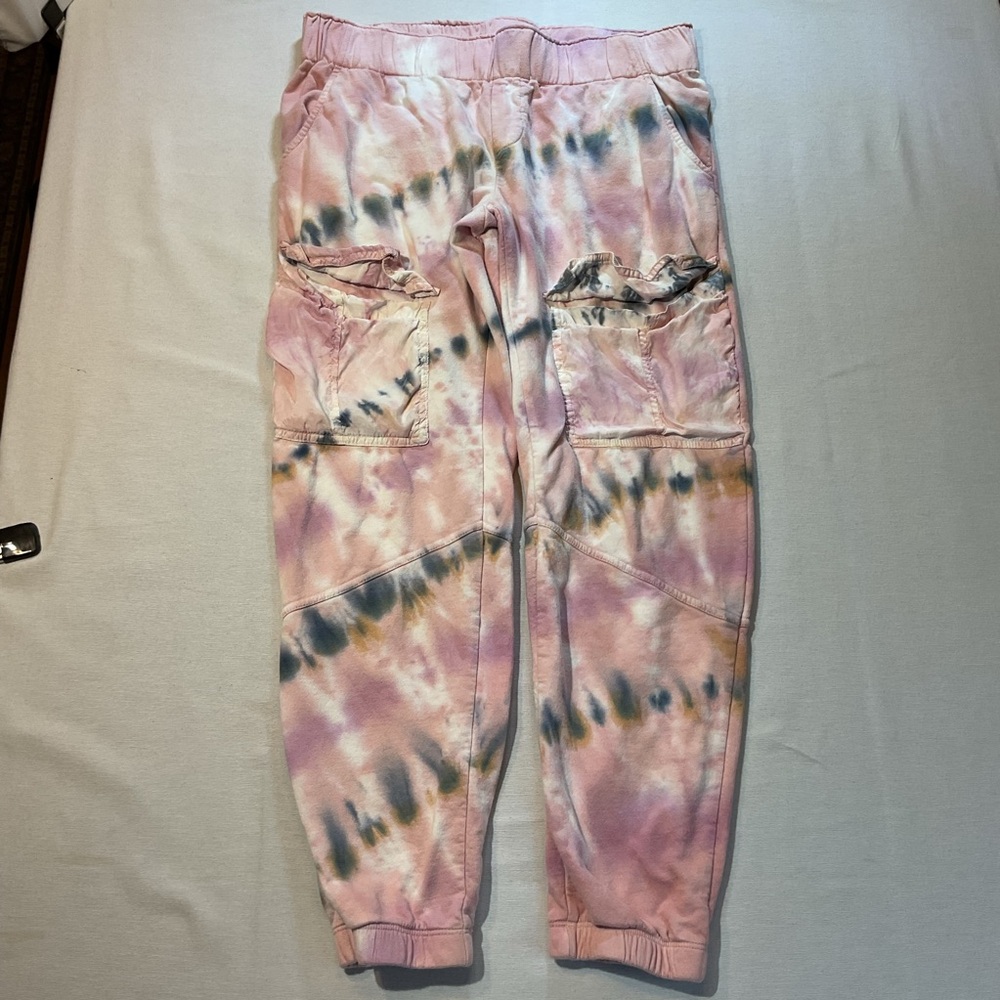 Young Fabulous & Broke Pink/White‎ Tie Dye Sweatpants Cargo Pockets, Size M